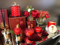 Round Art Deco Candle - Red & Gold - Rose oud - GML30007