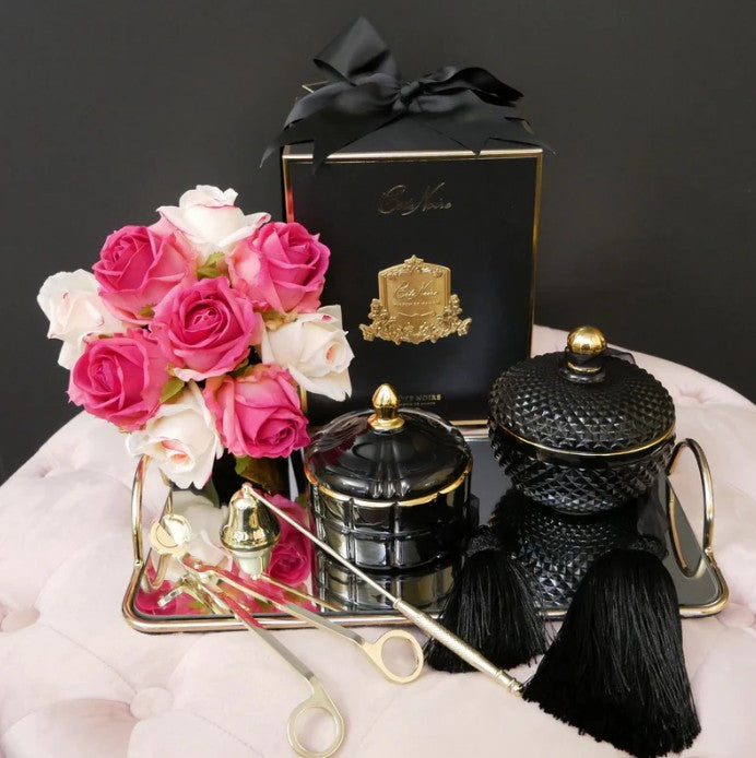 Round Art Deco Candle - Black & Gold- Queen of the night - GML30004