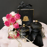 Round Art Deco Candle - Black & Gold- Queen of the night - GML30004