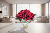 ** NEW ** Luxury Centrepiece -French Rose Bouquet in Burgundy & Gold badge - CPL04