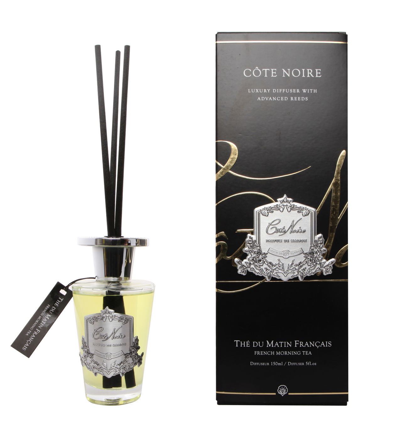 *CLEARANCE* Cote Noire Diffuser Set 150ml - French Morning Tea - Silver
