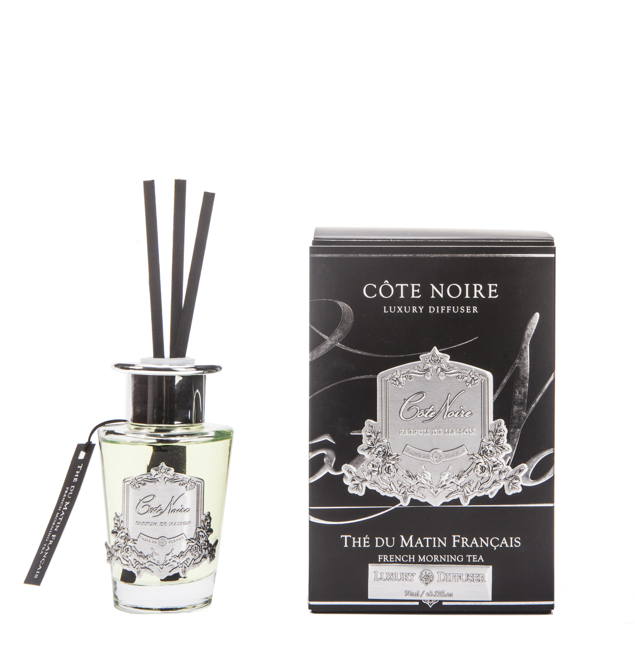 *CLEARANCE* Cote Noire Diffuser Set 90ml - French Morning Tea - Silver