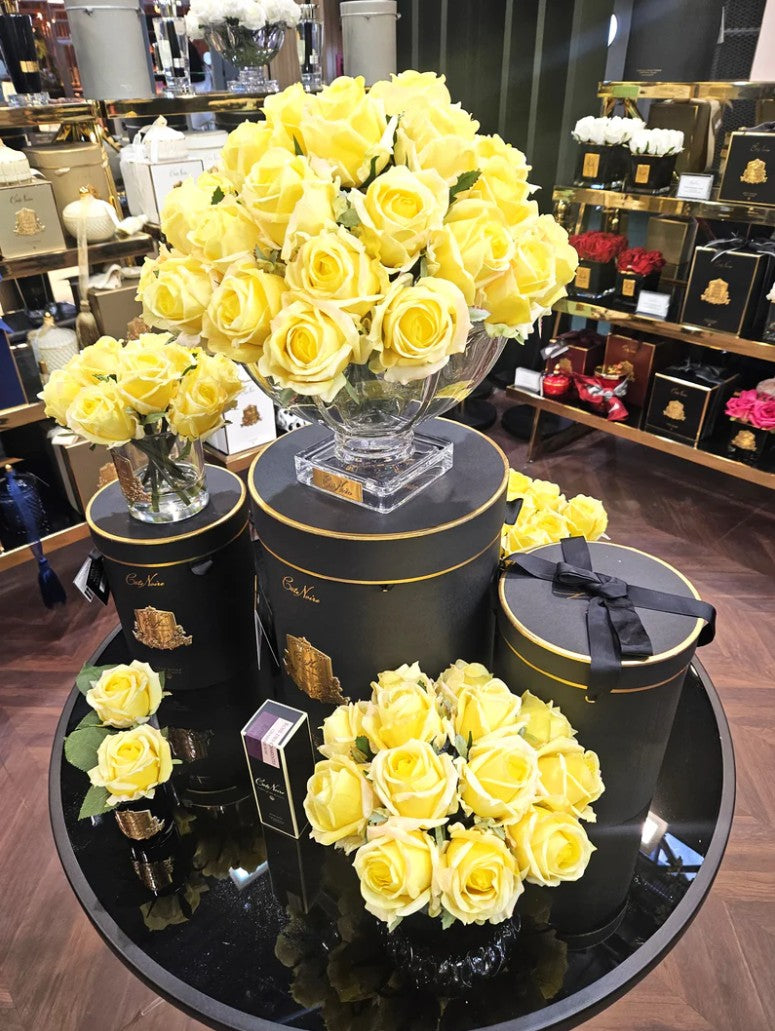 ROSE BOUQUET CLEAR GLASS - GOLD BADGE - YELLOW - GRB08