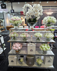 COTE NOIRE - LUXURY ROUND 13 ROSE BUDS BOUQUET IN FRENCH PINK & GREEN & WHITE - RRB13