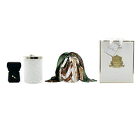 Cote Noire - Herringbone Candle With Scarf - White - Lilly Flower Lid - HCG06