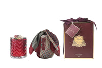 Herringbone Candle With Scarf Rose Oud - Red & Red Rose lid - HCG07