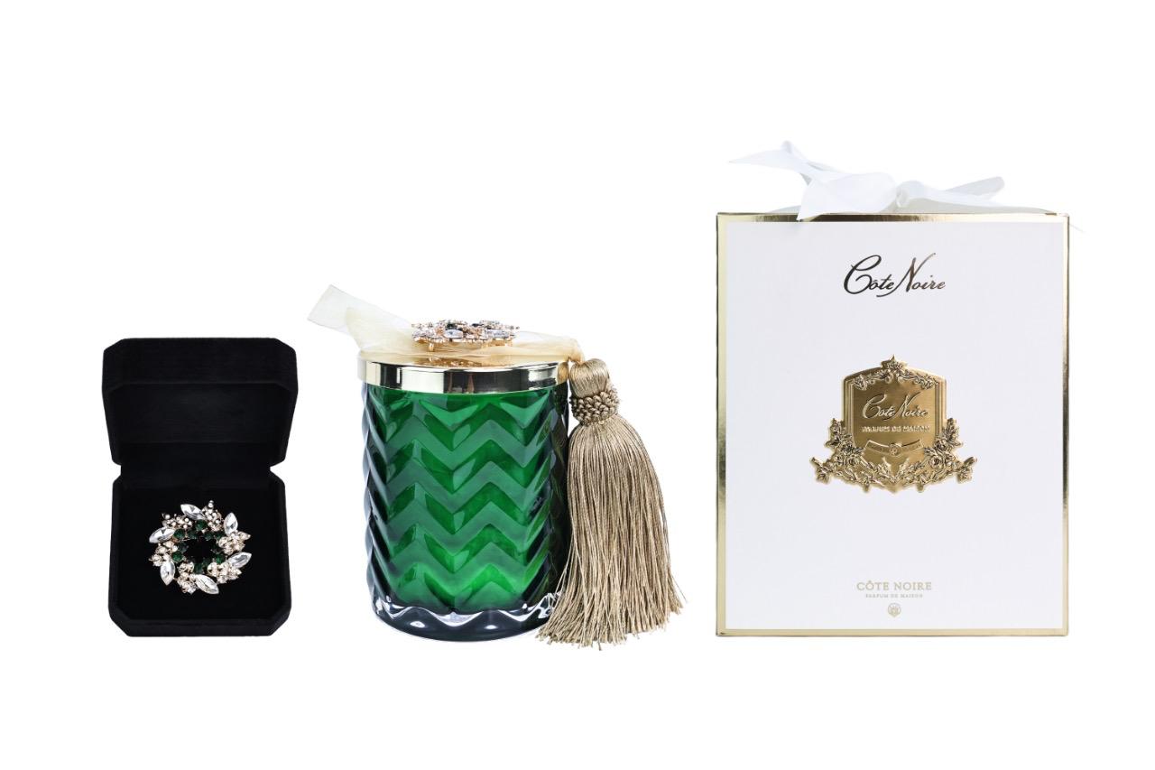 GREEN HERRINGBONE CANDLE - WARM APPLE PIE | Available at the end of November