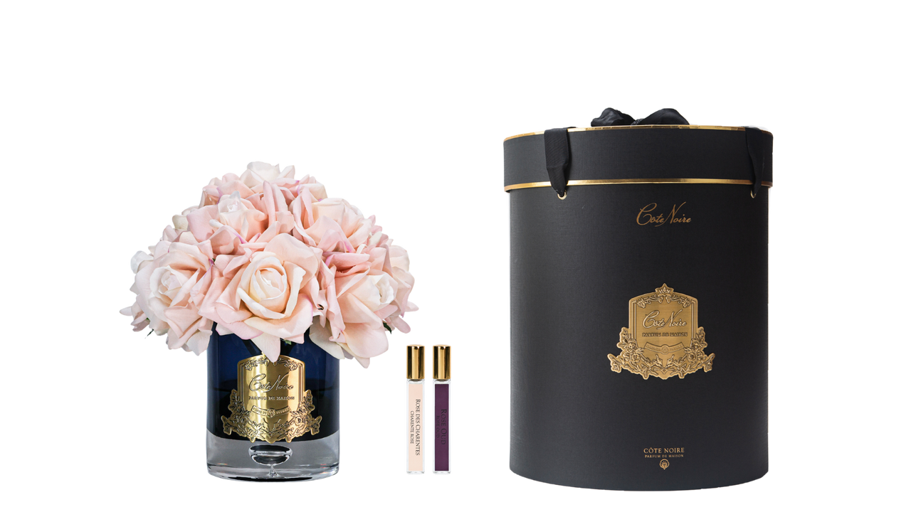 LTWB15 | Luxury Grand Bouquet Dark Glass - Gold Badge - Champgne Pink - Black Box