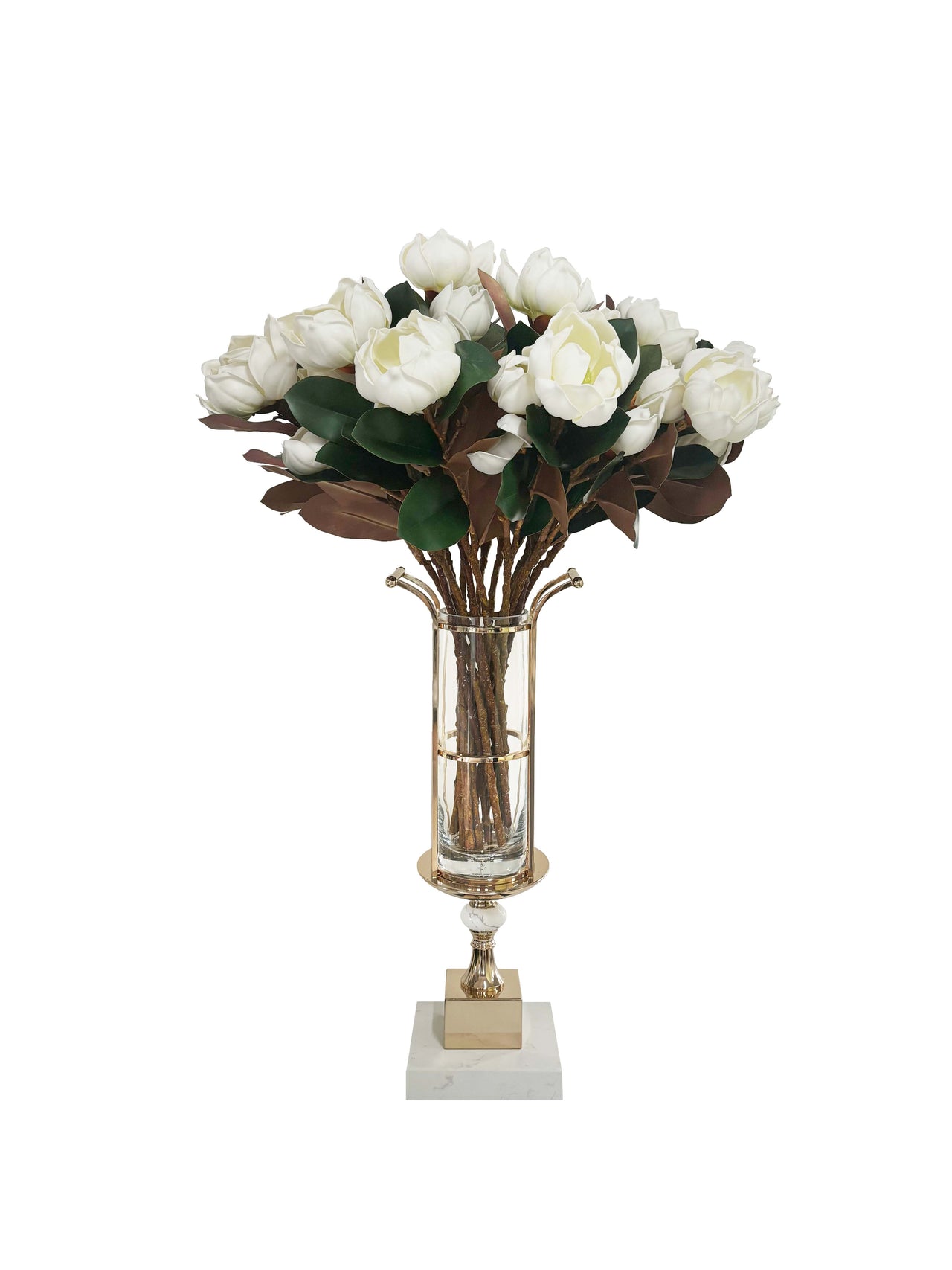 MVH01 | NEW Marble Vase Holder in White & Gold