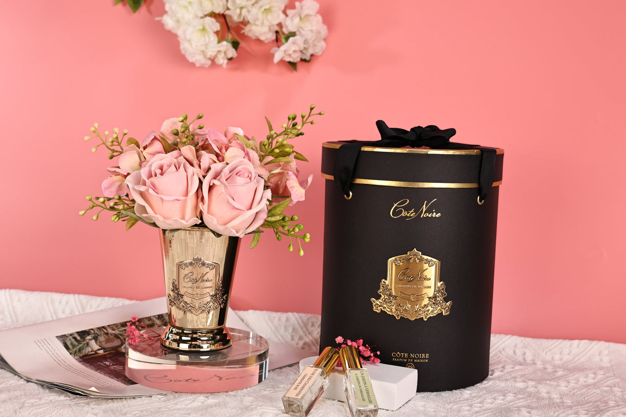 NEW Summer Posy in Cherry Pink - Gold Vase | SPG06