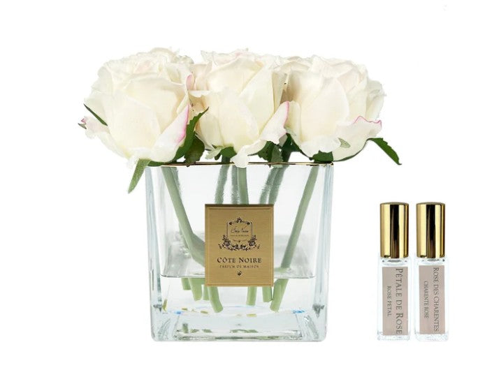 COUTURE SQUARE 9 ROSE BUDS CLEAR GLASS GOLD - Blush - SVC902