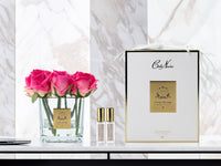 COUTURE SQUARE 9 ROSE BUDS CLEAR GLASS GOLD - Magenta - SVC907