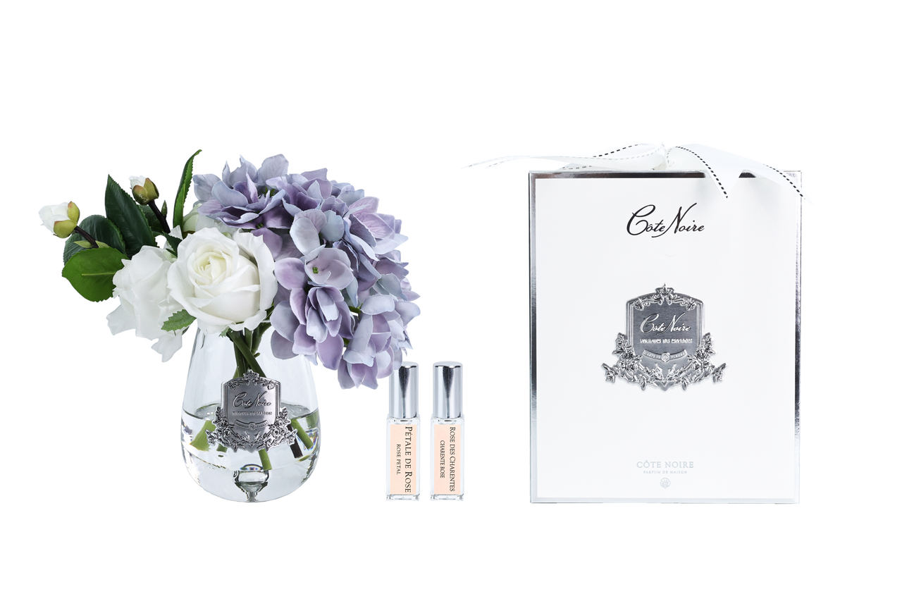 TEA ROSE PINK HYDRANGEA - CLEAR - Blue & White - TRH05