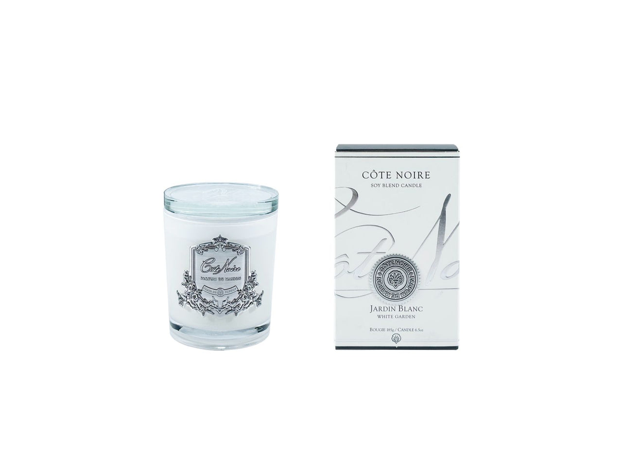 White Vessel Candle - White Garden - Silver Badge