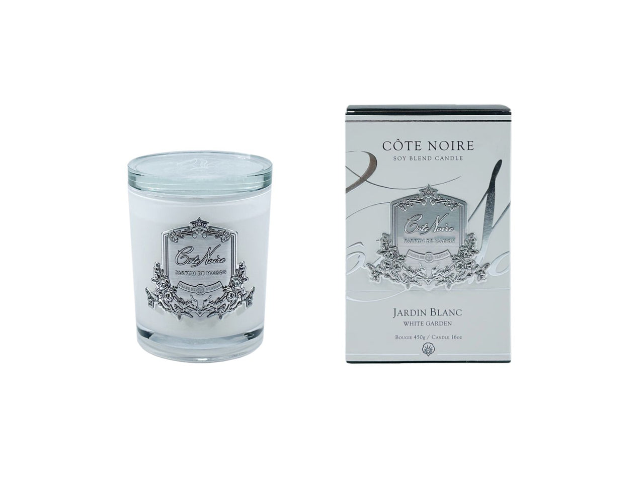 White Vessel Candle - White Garden - Silver Badge