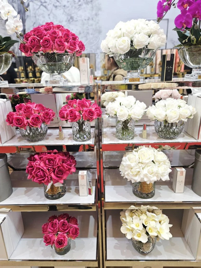 Centrepiece - White Rose Buds & GOLD - CPRB11