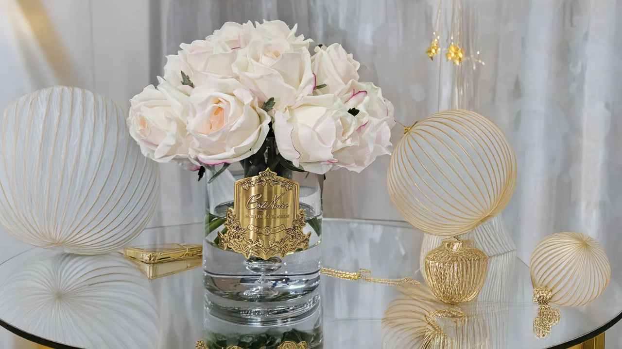 *NEW* LUXURY GRAND ROSE BUD BOUQUET - GOLD BADGE - BLUSH - PINK BOX - LRB02