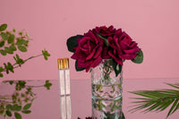 *CLEARANCE* Herringbone Flower - 5 French Roses - Clear - Carmine Red - HCF34