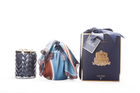 Herringbone Candle With Scarf Eau de Vie- Navy & Dragonfly lid - HCG05