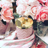 Cote Noire - Herringbone Candle With Scarf - Pink - Rose lid - Charente Rose - HCG04