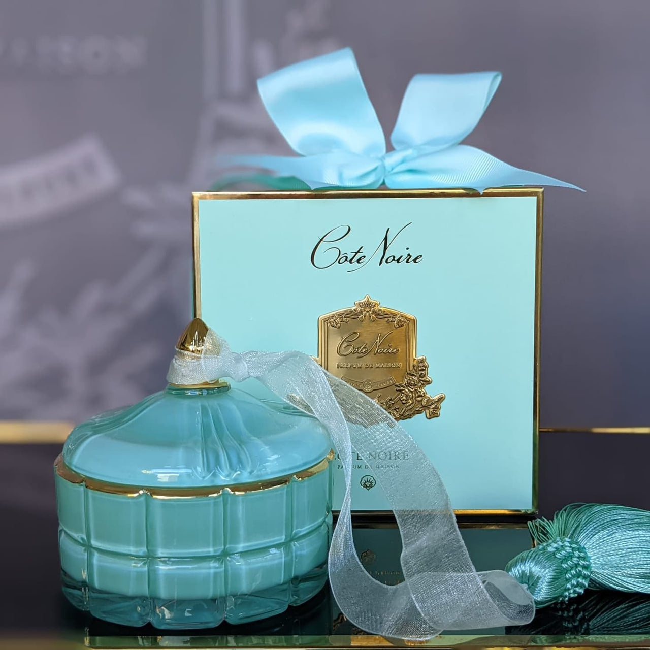 Art Deco Candle - Tiffany Blue & Gold - Persian Lime - GML45001
