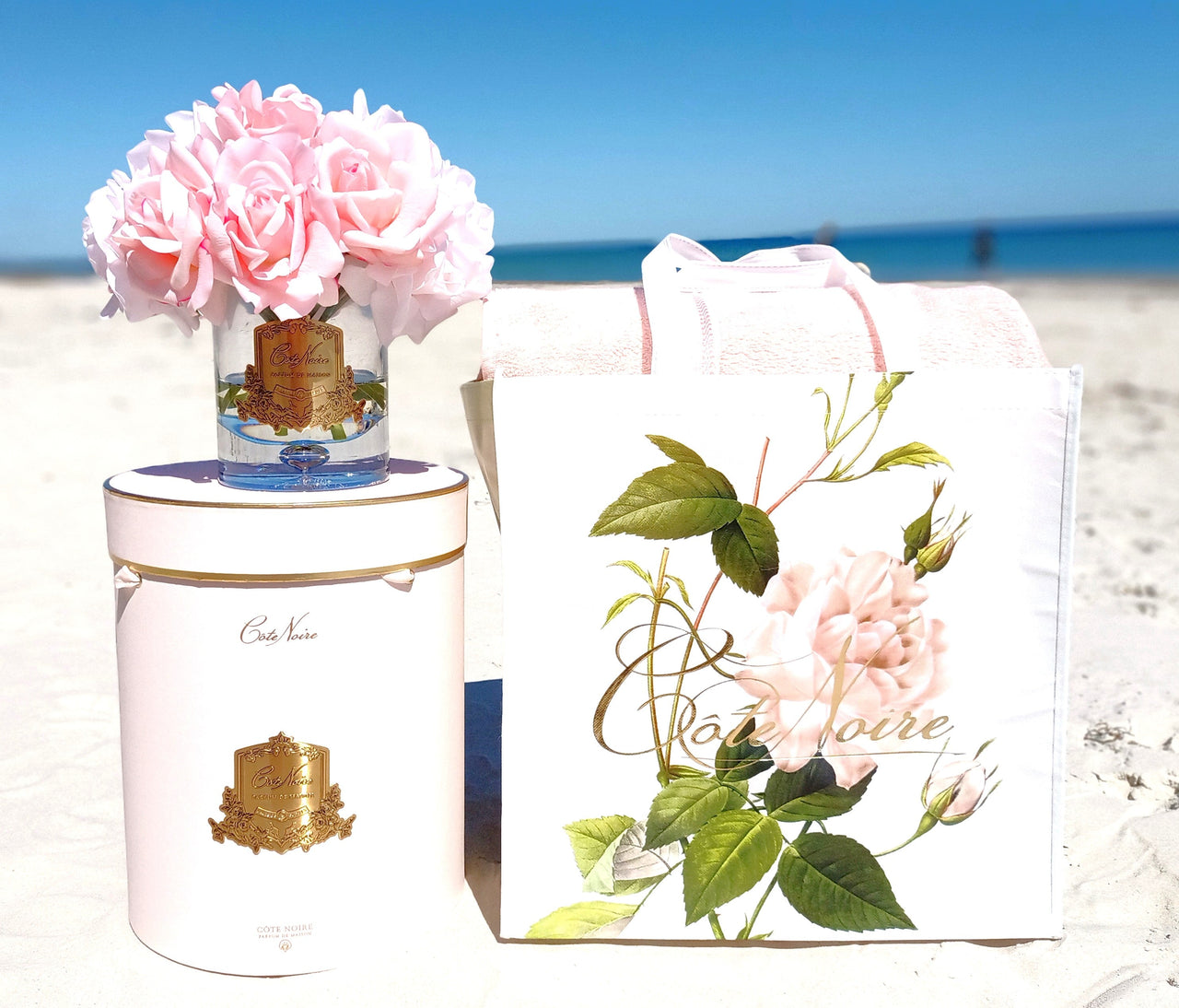 Large Cote Noire Tote Carry Bag - Flower & Golden