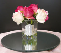 NEW - Premium Bouquet - Mixed Magenta & Blush Rose Buds - Clear Glass - MBS01