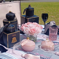 Round Art Deco Candle - Pink & Gold - Pink Champagne - GML30002