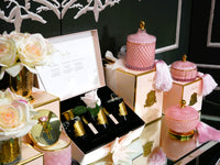 Round Art Deco Candle - Pink & Gold - Pink Champagne - GML30002