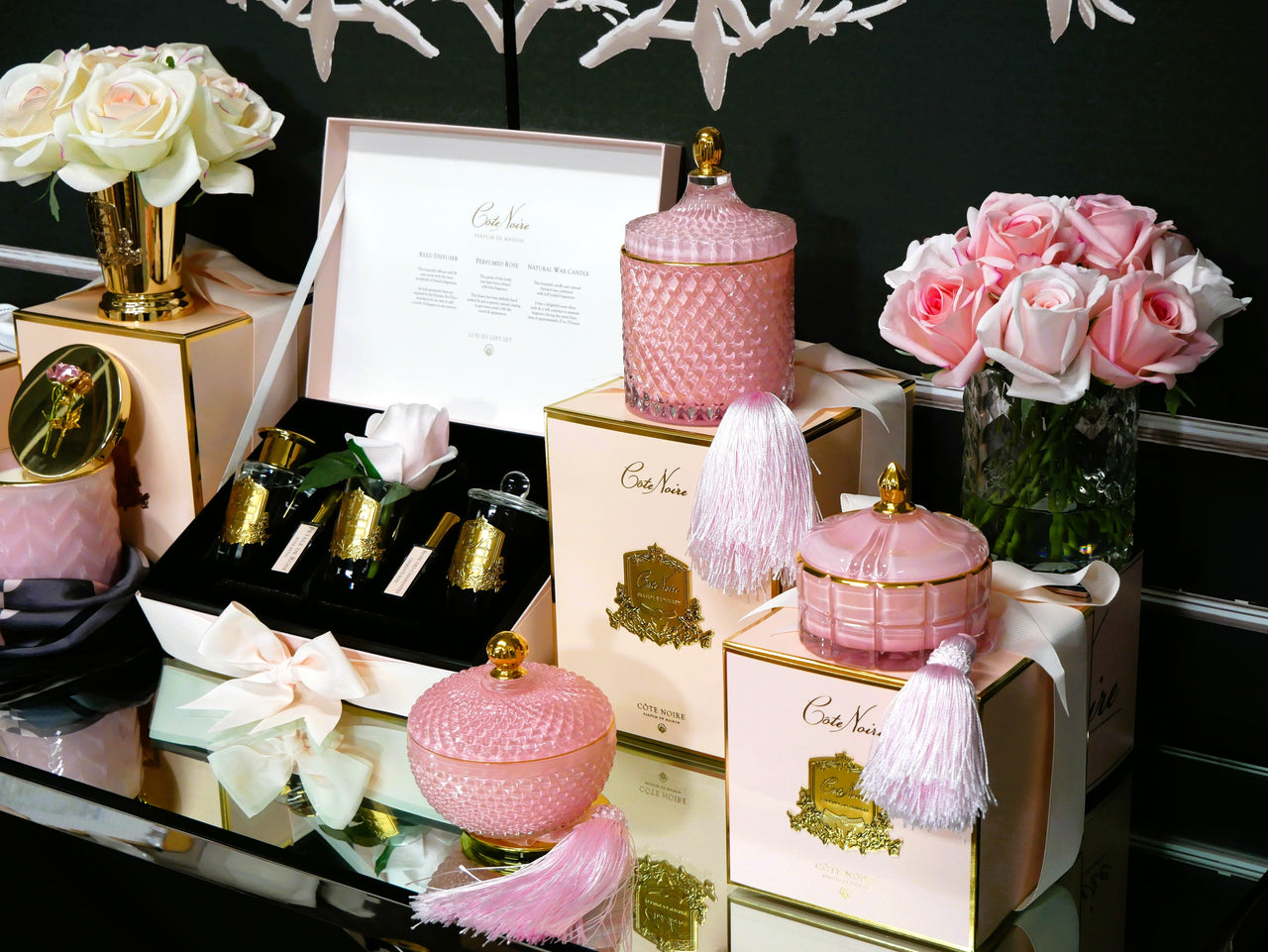 Round Art Deco Candle - Pink & Gold - Pink Champagne - GML30002
