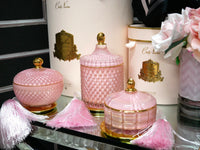 Round Art Deco Candle - Pink & Gold - Pink Champagne - GML30002