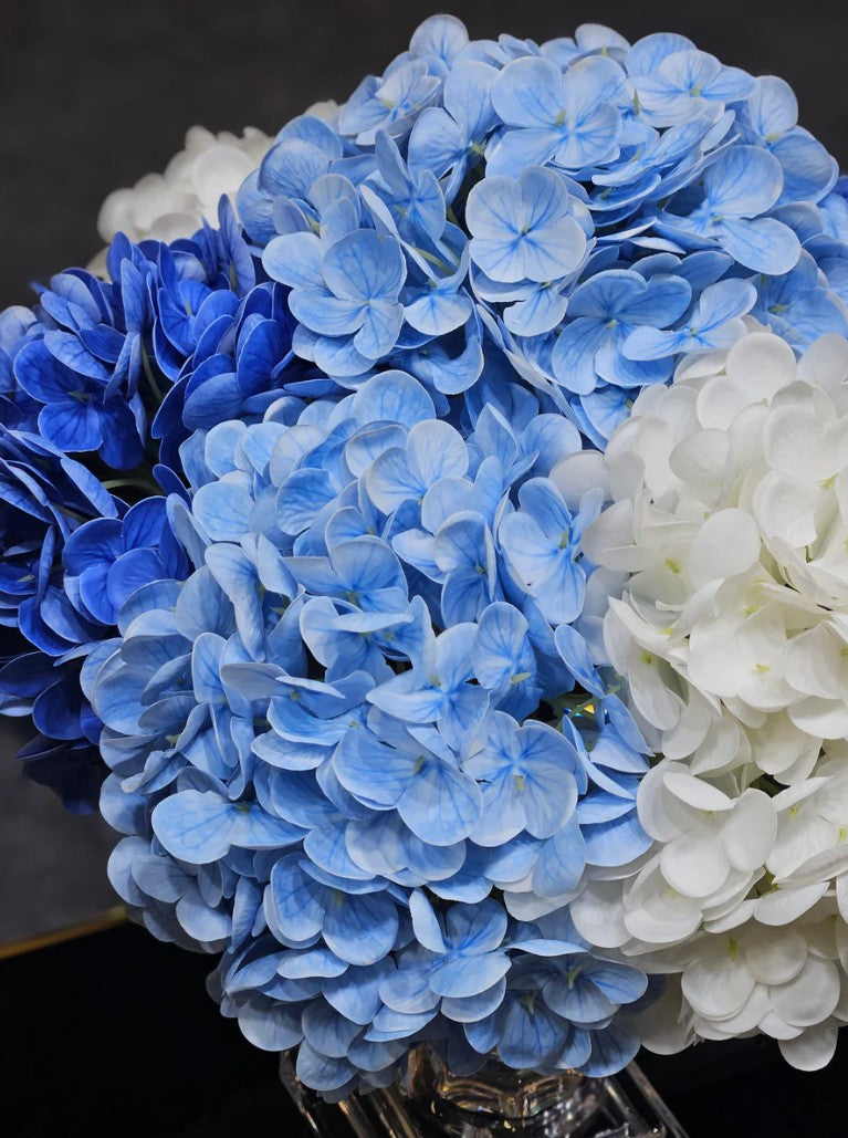 *NEW* LUXURY PROVENCE HYDRANGEAS BOUQUET LARGE - MIXED BLUE - SILVER BADGE - PHB03L
