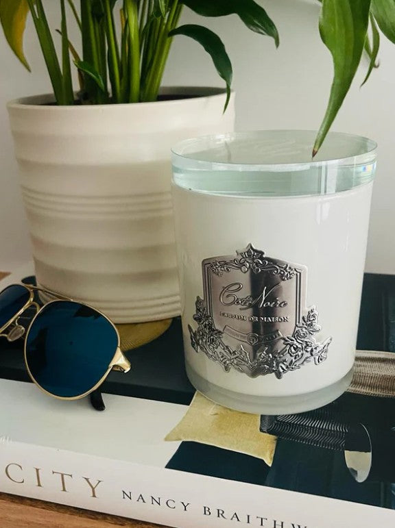 *CLEARANCE* White Vessel Candle - Blonde Vanilla  - Silver Badge