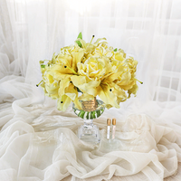 *NEW* LUXURY VERSAILLES LILIES & ROSES BOUQUET - YELLOW - GOLD BADGE - VLR08