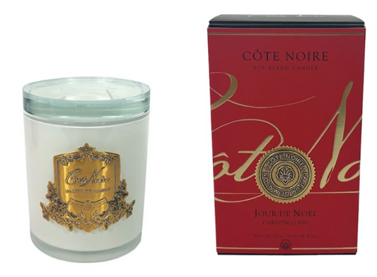 *NEW* CHRISTMAS CANDLE SAIGON GARDEN | WHITE VESSEL & GOLD BADGE - CGW18542