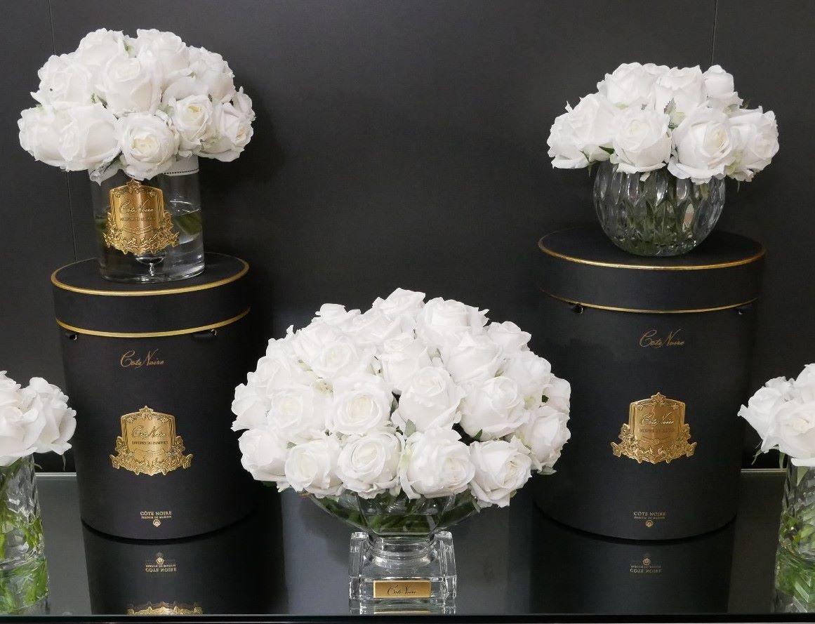 Luxury Round Bouquet - White Rose Buds - RRB01