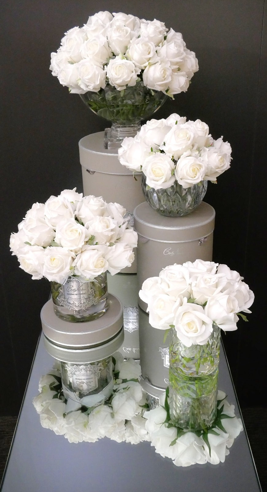 Luxury Round Bouquet - White Rose Buds - RRB01