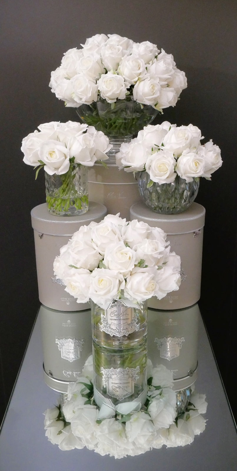 Luxury Round Bouquet - White Rose Buds - RRB01