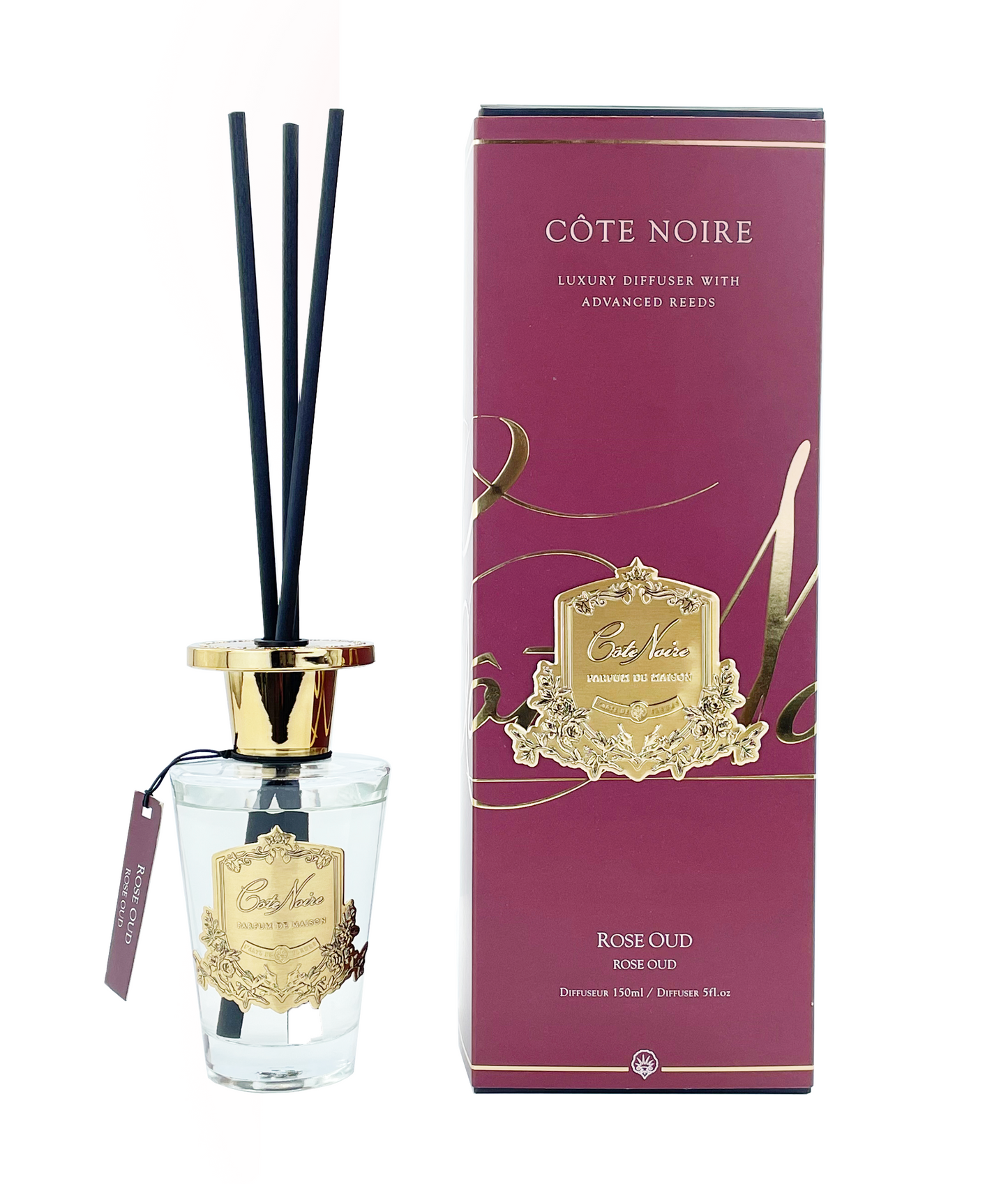 Cote Noire Diffuser Set - Rose Oud - Gold