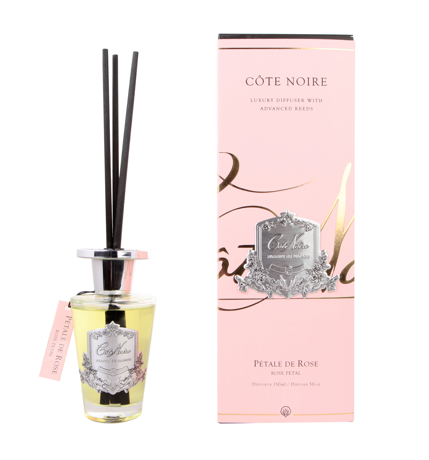 Cote Noire Diffuser Set - Rose Petal - Silver