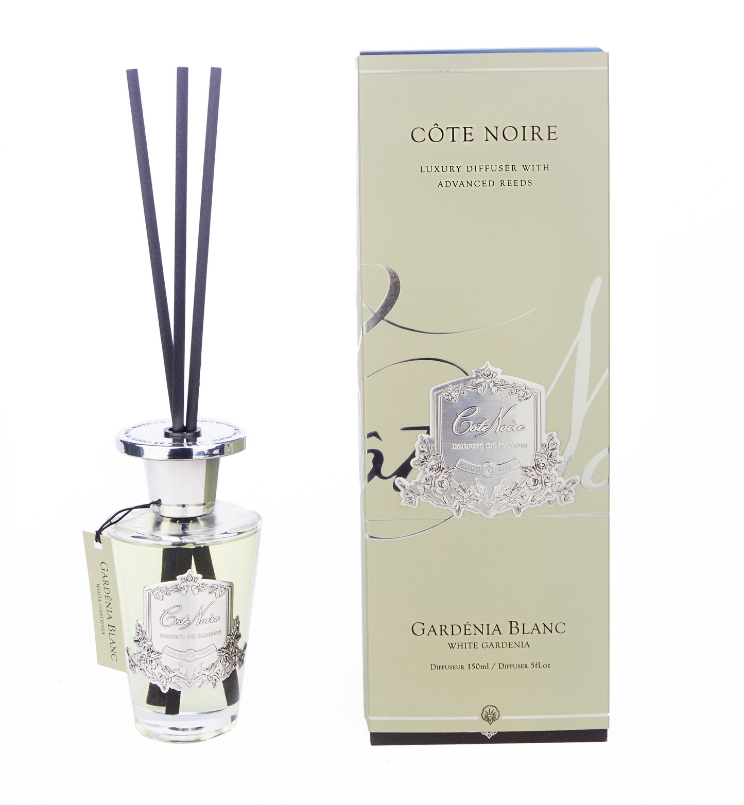 Cote Noire Diffuser Set - White Gardenia - Silver