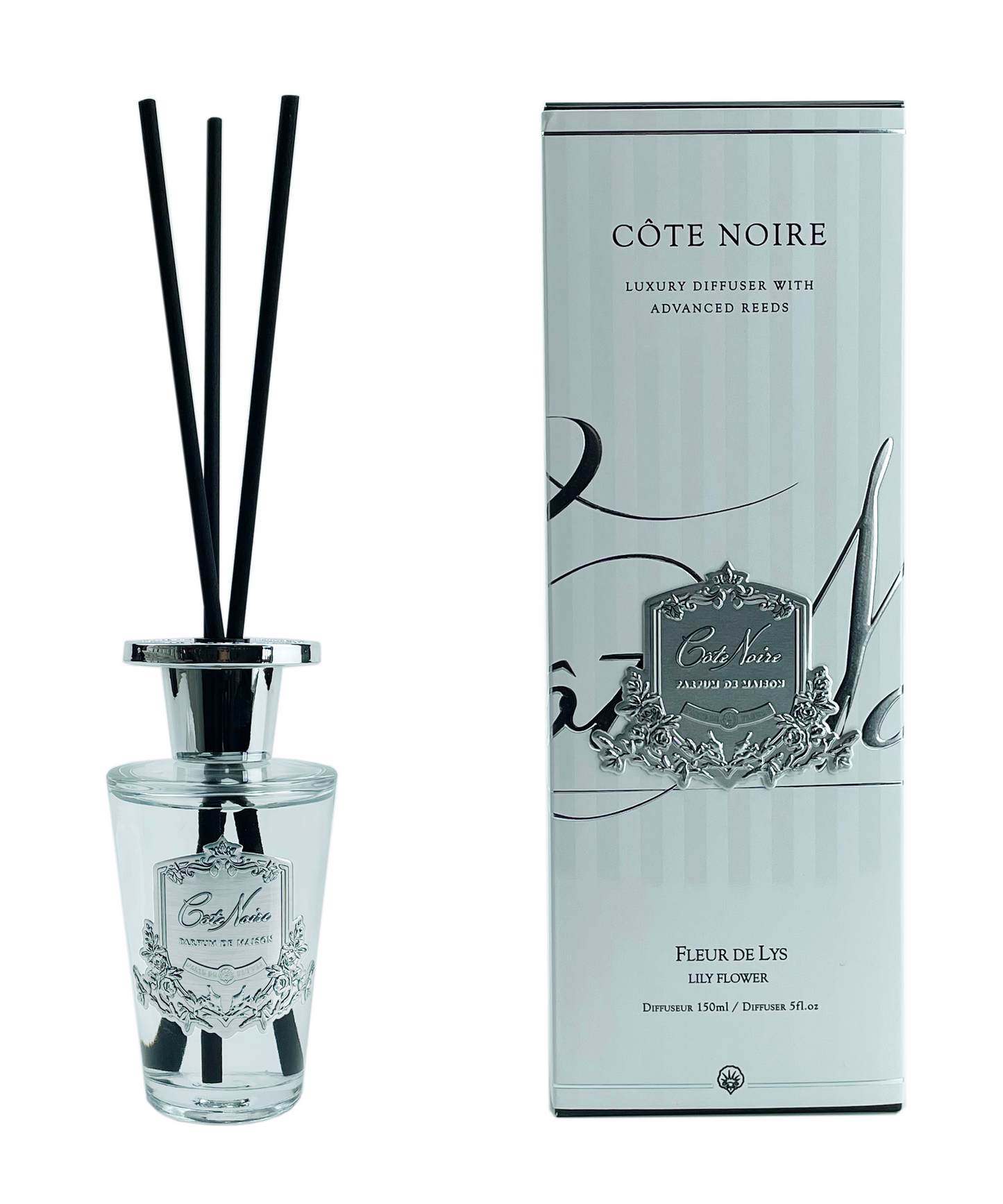 Cote Noire Diffuser Set - Lily Flower - Silver