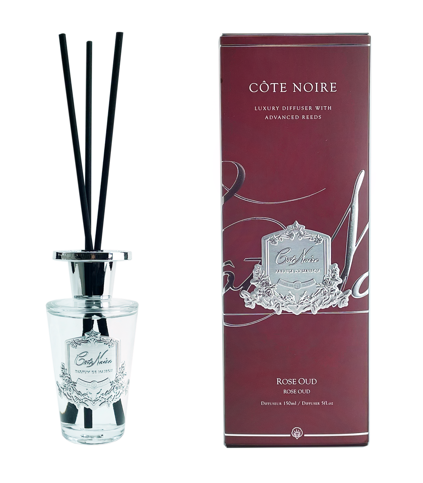 Cote Noire 150ml Diffuser Set - Rose Oud - Silver - GMDS15057