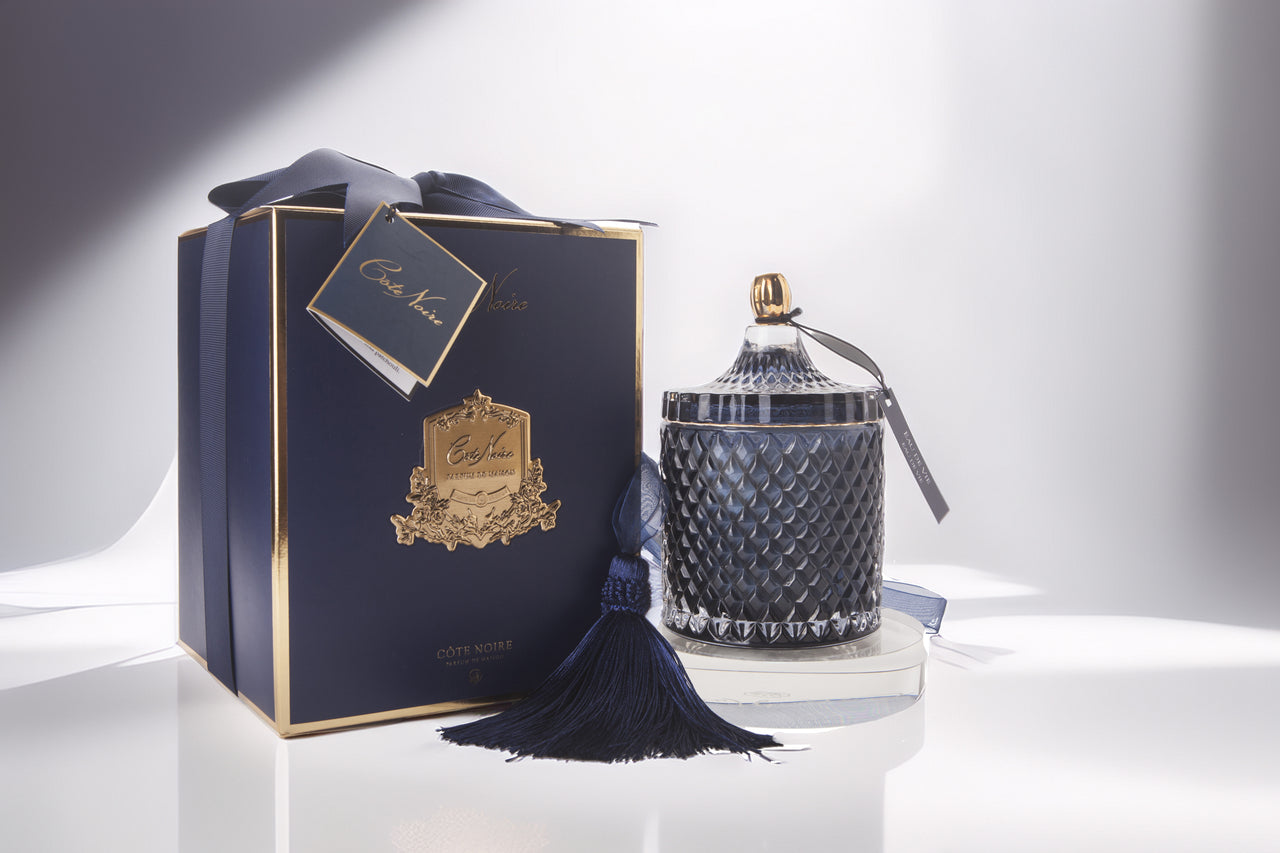 Grand Navy & Gold Art Deco Candle - Eau de Vie - GML45010