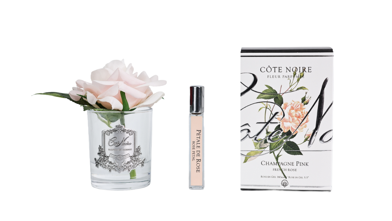 PERFUMED NATURAL TOUCH SINGLE ROSE - CLEAR - PINK CHAMPAGNE - GMR15