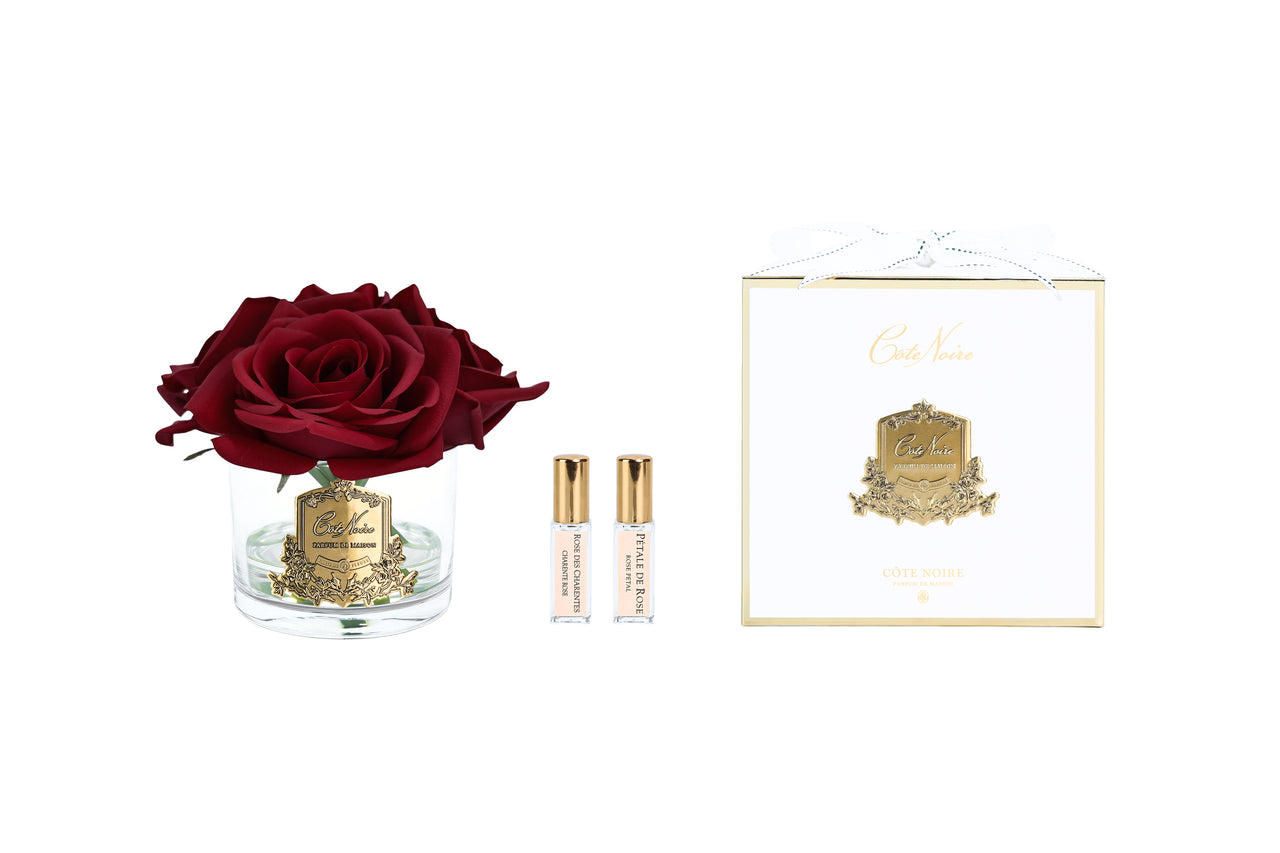 Cote Noire Perfumed Natural Touch 5 Roses - Clear & Gold Badge - Carmine Red  - GMR64