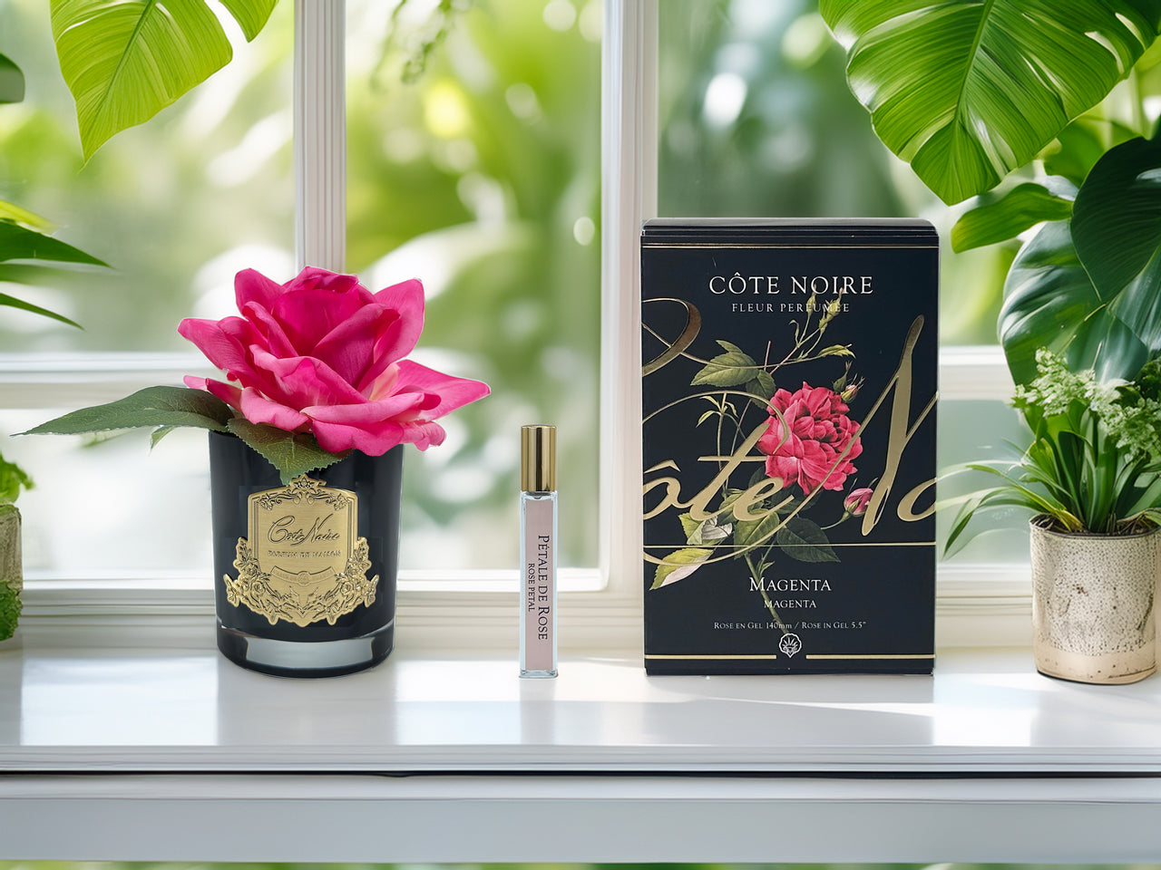 PERFUMED NATURAL TOUCH SINGLE ROSE - BLACK - MAGENTA - GMRB07