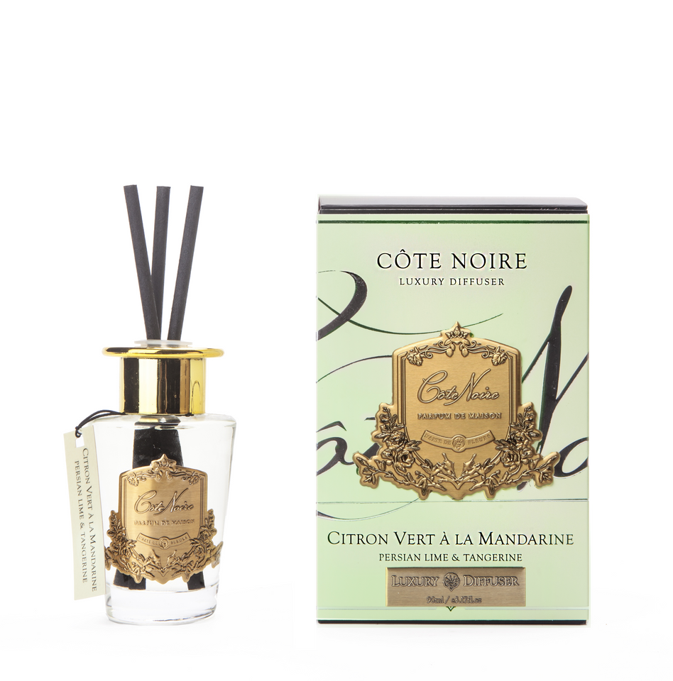 Cote Noire room fragrance set ルームフレグランス Cote Noire Diffuser Set - Persian Lime & Tangerine - Gold – Côte Noire