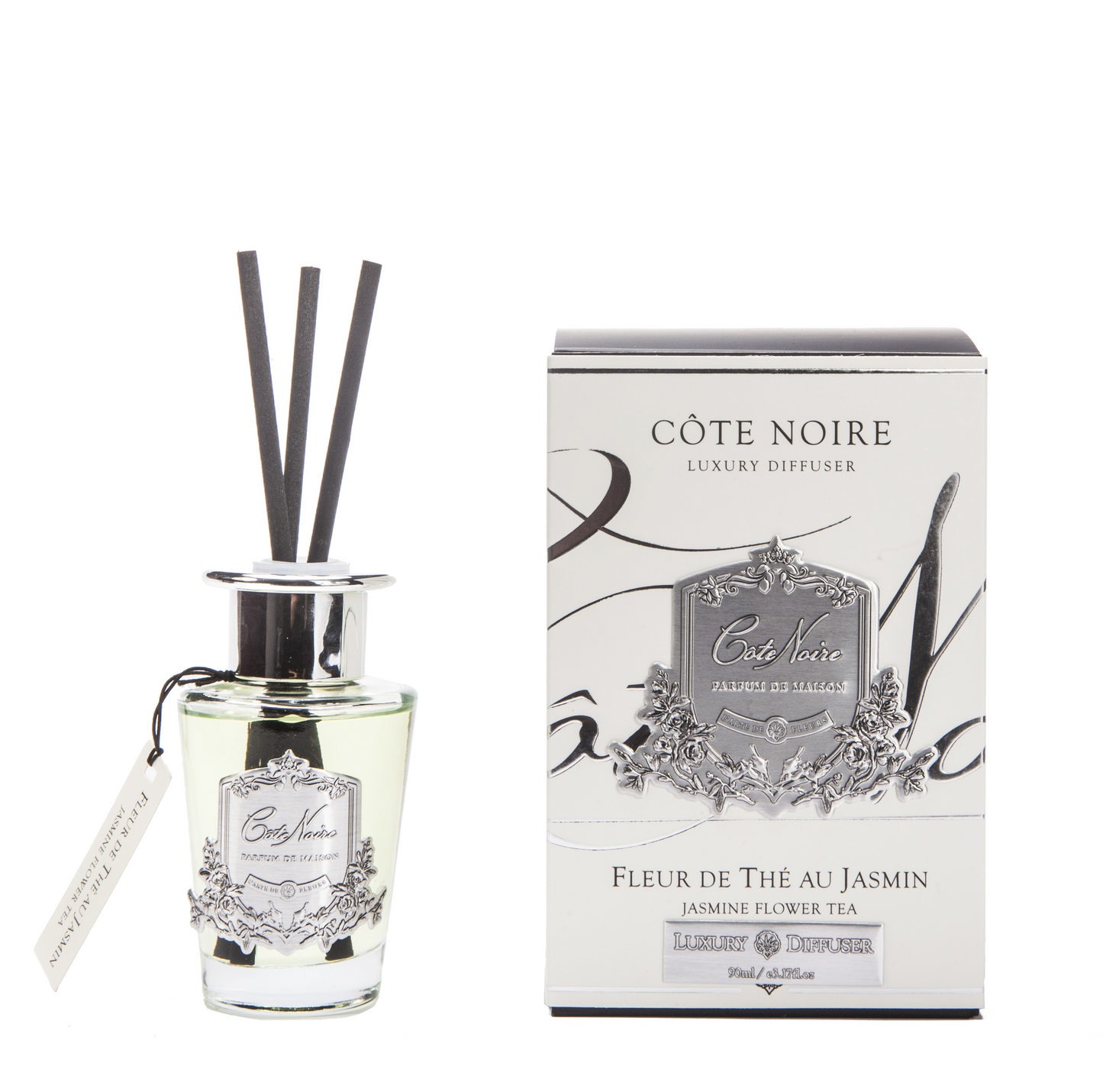 Cote Noire Diffuser Set - Jasmine Flower Tea - Silver