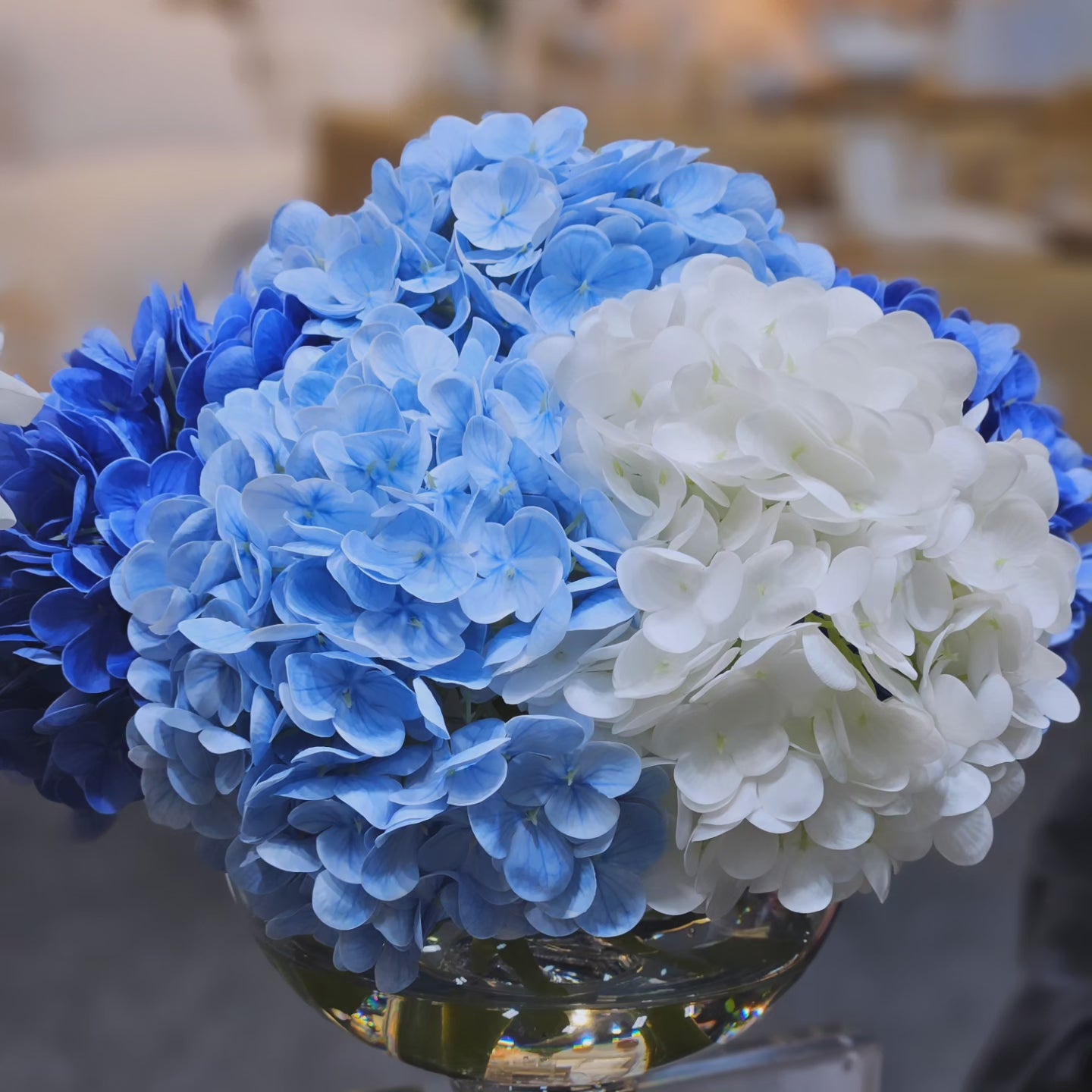 *NEW* LUXURY PROVENCE HYDRANGEAS BOUQUET MEDIUM - MIXED BLUE - SILVER BADGE - PHB03M